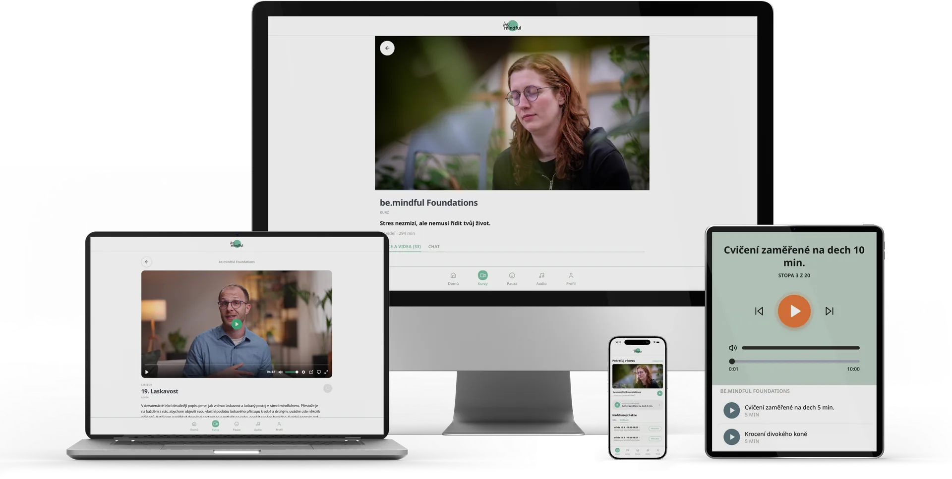 be.mindful FOUNDATIONS v aplikaci — na počítači, notebooku, tabletu i telefonu
